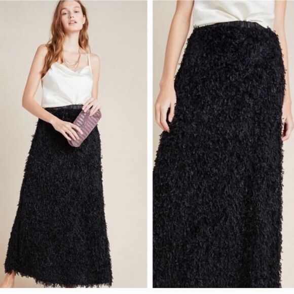 Anthropologie Sunday in Brooklyn Chantal Feathered Maxi Skirt Size Small - Picture 1 of 6